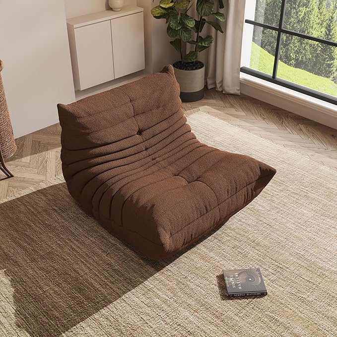 Bean Bag Chair, Oversized Bean Bag Chair for Living Room, Fireside Chair for Adults with Memory Foam Filled, Big Accent Sofa Lounge Floor Sofa for Gaming, Reading, Relax, No Assembly Required(Coffee)