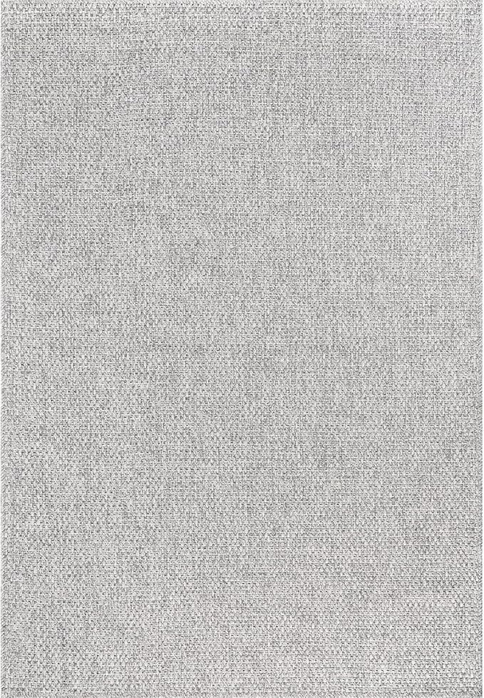 CAMILSON Easy Jute Rug 6x9, Indoor Outdoor Gray Color Farmhouse Area Rugs for Living Room Patio and Kitchen Rug, Solid Boho Woven Design, Easy-Cleaning, Washable Outside Carpet Alfombras (6 x 9)