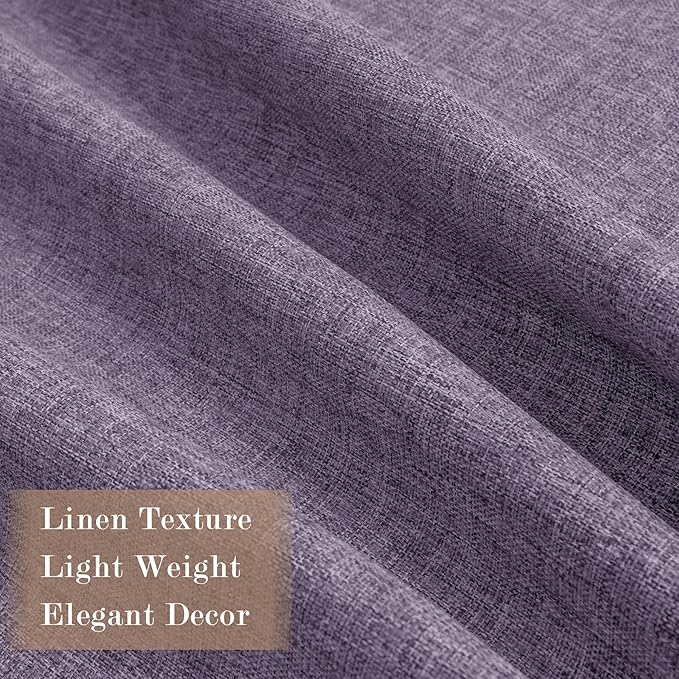 100% Blackout Linen Textured Drapes for Bedroom Pinch Pleated Curtains for Track System Portable Drapery for Sliding Glass Door/Storage/Space Room Divider, 70" Wx102 L, 1 PC, Violet