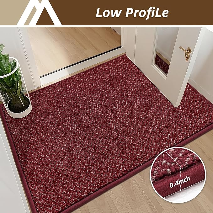 COSY HOMEER-Door-Mat 32"x48" Non Slip Absorbent Entryway Rugs Dirt Trapper Doormats Washable Entrance Mats Low Pile Welcome Floor Mat for Front Back Door and Entry Mats,Red