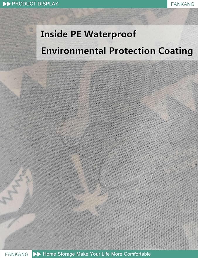 FANKANG Square Nursery Hamper Storage Bins Canvas Laundry Basket Foldable with Waterproof PE Coating Storage Baskets Gift Baskets for Children, Office, Bedroom, Clothes（Square-Blue dinosaur ）