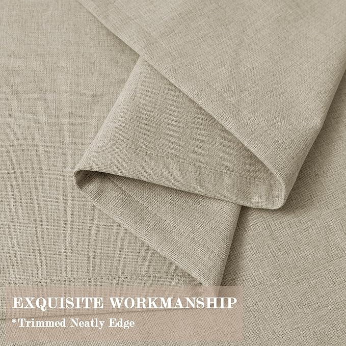 100% Blackout Linen Textured Drapes for Bedroom Pinch Pleated Curtains for Track System Portable Drapery for Sliding Glass Door/Storage/Space Room Divider, 70" Wx96 L, 1 PC, Beige