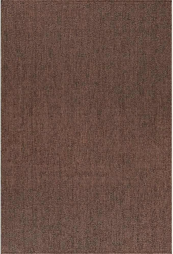 CAMILSON Easy Jute Rug 9x12, Indoor Outdoor Brown Color Fiber Area Rugs for Living Room Patio and Kitchen Rug, Solid Boho Woven Design, Easy-Cleaning, Washable Outside Carpet Alfombras (9 x 12)