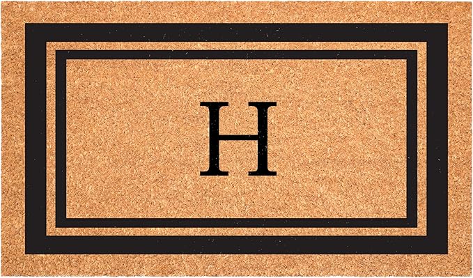 Calloway Mills 152961830H Black Border 18" x 30" Monogram Doormat, (Letter H)