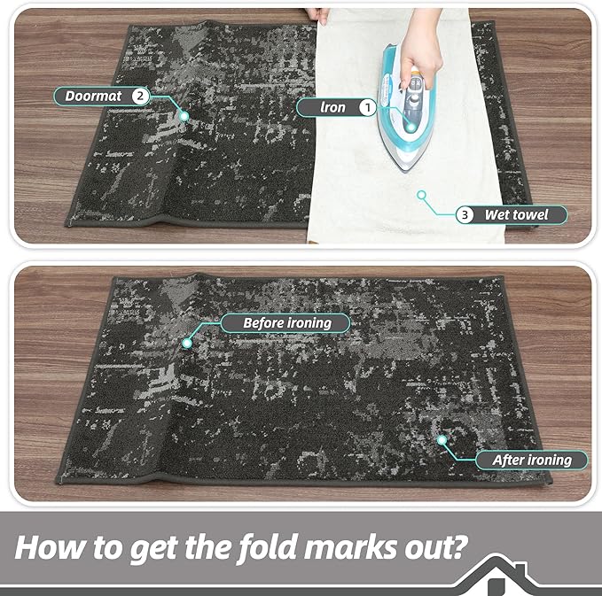 BEQHAUSE Dirt Trapper Door Mat 32"x48" Non-Slip Door Mats Washable Entryway Rugs Stain Resistant Doormat Absorbent Welcome Floor Mat for Front Back Door, Muddy Wet Shoes & Paws,Dark Grey