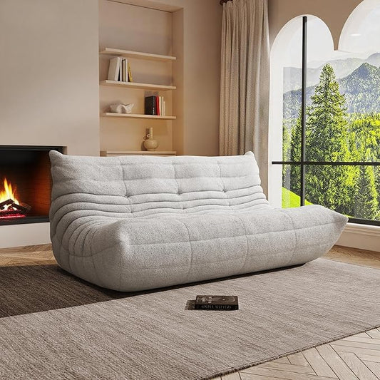 Bean Bag Chair, Oversized Bean Bag Chair for Living Room, Fireside Chair for Adults with Memory Foam Filled, Big Accent Lounge Floor Sofa for Reading, Relax, No Assembly Required. (Grey 3-Seater)