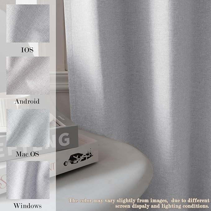 100" W x 96" L Faux Linen Room Divider Curtains, Full Blackout Pinch Pleated Drapes for Traverse Rod, Bedroom Divider Privacy Drapery with Hooks for Ceiling Track, 1 Panel, Silver Grey