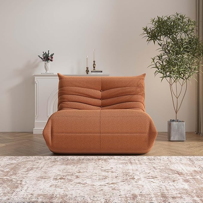 Bean Bag Chair, Fireside Chair Bean Bag Sofa Large Bean Bag Chair for Adults, Bean Bag Chairs for Teens with High Density Comfortable Foam, Memory Foam Bean Bag for Living Room, Bedroom (Orange)