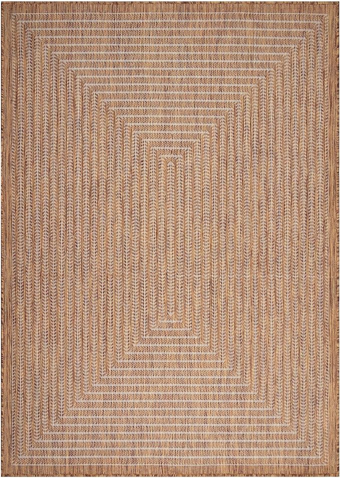 Adiva Rugs Outdoor Indoor Area Rug, Weather Resistant, Easy to Clean, Stain Resistant Floor Mat for Dining Room, Backyard, Deck, Patio (Wooden, 9' x 12')