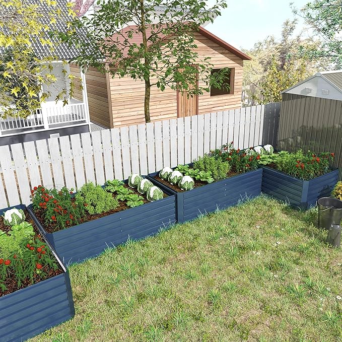 6x3x2 ft Raised Garden Bed, Large Metal Planter Raised Beds, Planters for Outdoor Plants for Vegetables, Flowers, Herbs, Fruits, and Succulents.(2 Pcs, Blue)