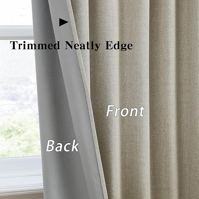 108 Inch Long Blackout Large Curtains 2 Panels,70 Wide Back Tab Window Drapes with Hooks,Track System Curtain Panels for Living Room Sliding Door Modern Farmhouse 70x108 in,70x9ft Light Taupe