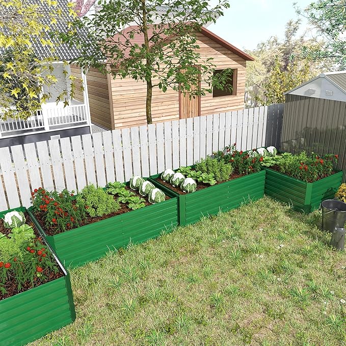 8x4x2 ft Raised Garden Bed, Large Metal Planter Raised Beds, Planters for Outdoor Plants for Vegetables, Flowers, Herbs, Fruits, and Succulents.