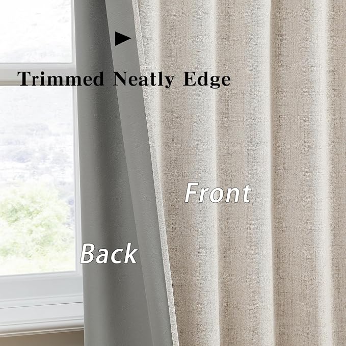 Extra Wide Patio Door Curtains 70 in Wide,Thermal Room Separator Decor Sunroom Weather Curtain 70 x 108 with Grey Backing Floor to Ceiling Tall Curtains for Living Room Long Large Beige Color 2 PCs