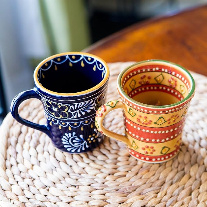 Encantada Handmade Hand-Painted Authentic Mexican Pottery Mugs (1-Pack, Mas Red)
